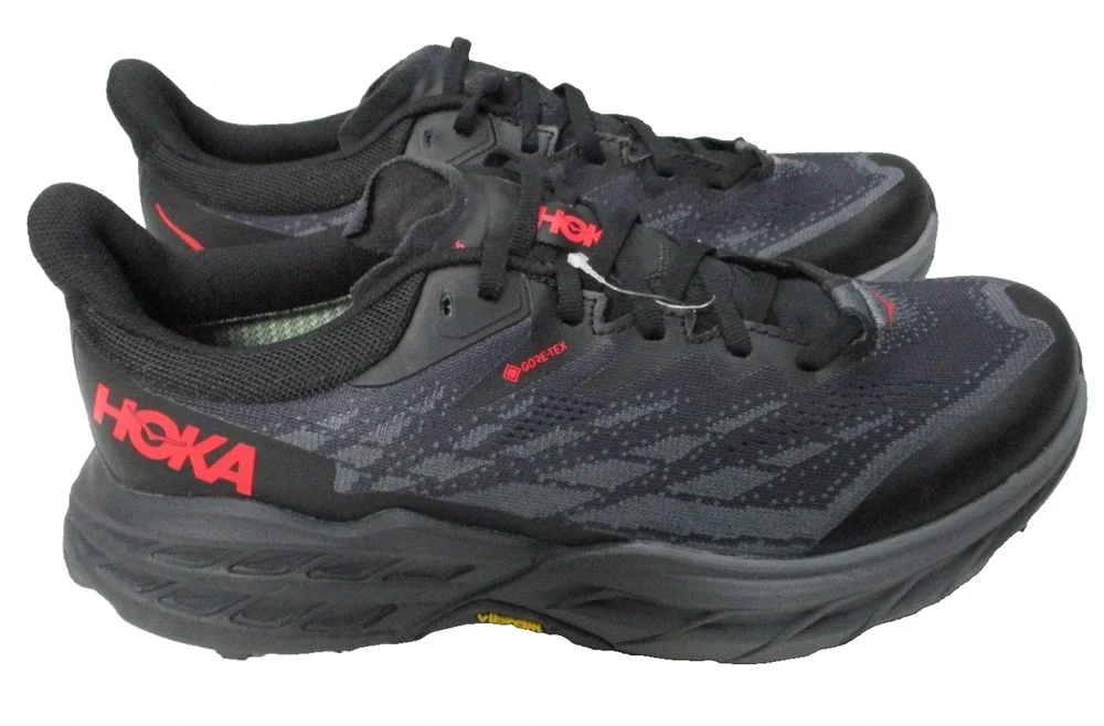 Hoka Speedgoat 5 GTX Waterproof Spike Shoes Womens Sz 8.5 Trail Running Black